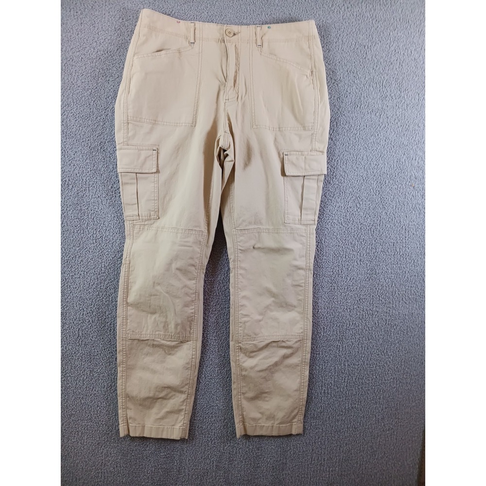LL Bean Favorite Fit Womens 10 Reg Khaki Stretch Cargo Utility Pants Cotton